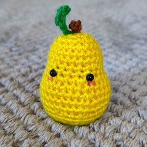 Handmade, crocheted pear